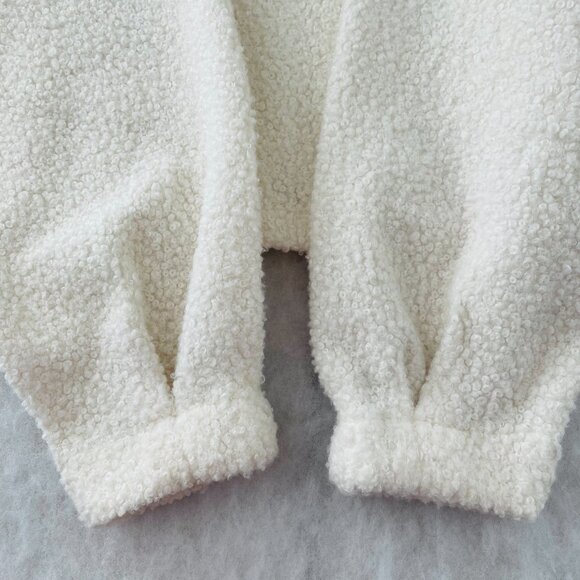 Zara Womens Cream Teddy Fleece Cropped Crew Neck Soft Cozy Sweater Size Small - Picture 3 of 9